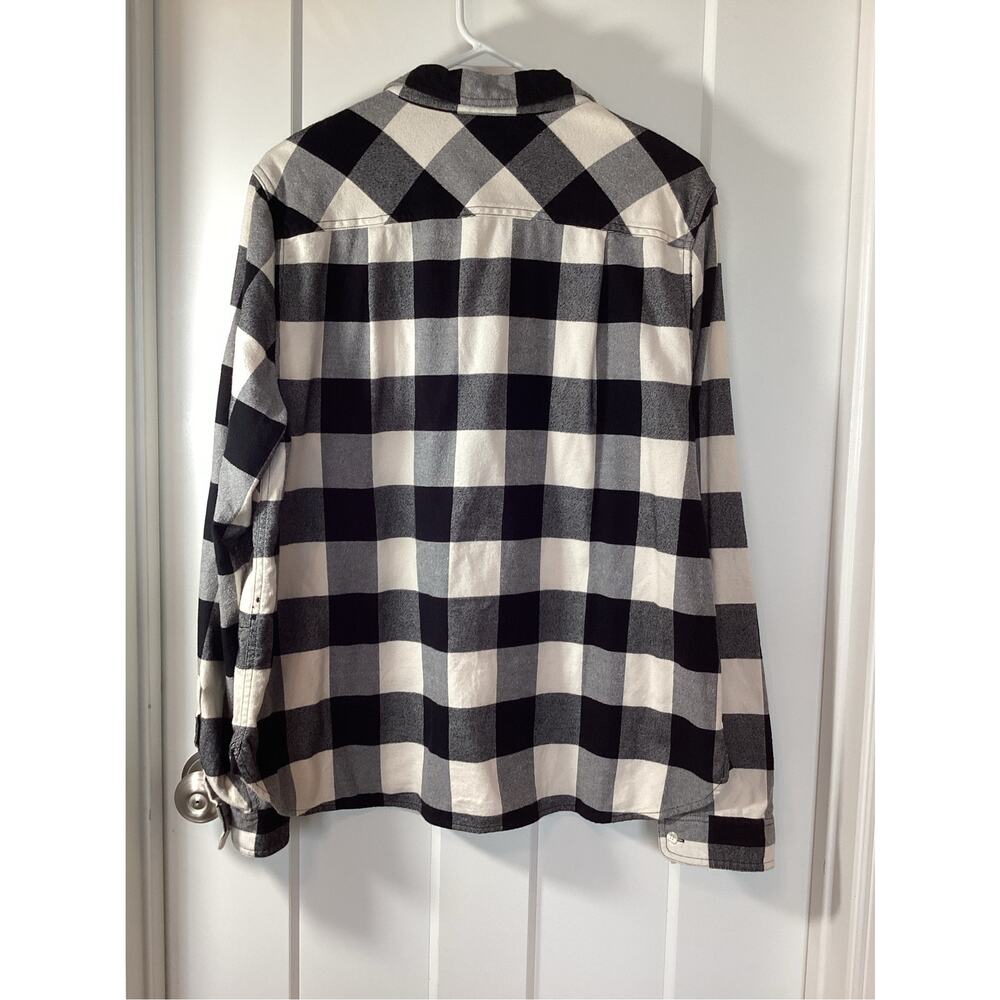 J.Crew Buffalo Plaid Flannel Half Zip Pullover Shirt Jacket Black White Size XL - Picture 7 of 10